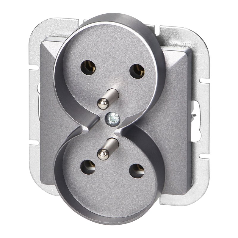 GNIAZDO PODWÓJNE P/T 2X2P+Z PEARL, 16A, 250V, PT-6 PR, ANTRACYT ORNO