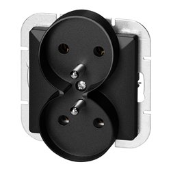 GNIAZDO PODWÓJNE P/T 2X2P+Z PEARL, 16A, 250V, PT-6 PR, CZARNY ORNO GNIAZDO PODWÓJNE P/T 2X2P+Z PEARL, 16A, 250V, PT-6 PR, CZARNY ORNO
