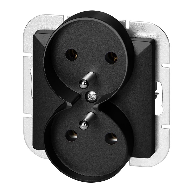 GNIAZDO PODWÓJNE P/T 2X2P+Z PEARL, 16A, 250V, PT-6 PR, CZARNY ORNO GNIAZDO PODWÓJNE P/T 2X2P+Z PEARL, 16A, 250V, PT-6 PR, CZARNY ORNO
