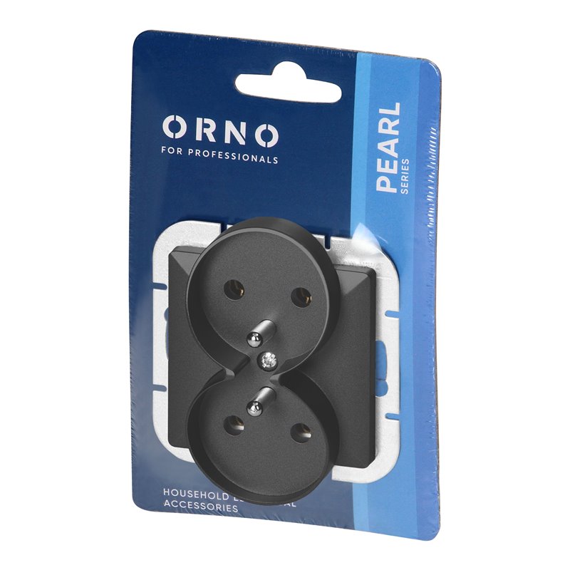 GNIAZDO PODWÓJNE P/T 2X2P+Z PEARL, 16A, 250V, PT-6 PR, CZARNY ORNO GNIAZDO PODWÓJNE P/T 2X2P+Z PEARL, 16A, 250V, PT-6 PR, CZARNY ORNO