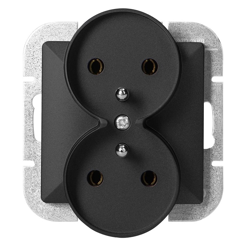 GNIAZDO PODWÓJNE P/T 2X2P+Z PEARL, 16A, 250V, PT-6 PR, CZARNY ORNO GNIAZDO PODWÓJNE P/T 2X2P+Z PEARL, 16A, 250V, PT-6 PR, CZARNY ORNO
