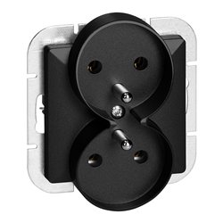 GNIAZDO PODWÓJNE P/T 2X2P+Z PEARL, 16A, 250V, PT-6 PR, CZARNY ORNO GNIAZDO PODWÓJNE P/T 2X2P+Z PEARL, 16A, 250V, PT-6 PR, CZARNY ORNO