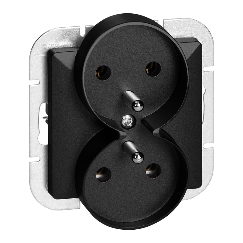 GNIAZDO PODWÓJNE P/T 2X2P+Z PEARL, 16A, 250V, PT-6 PR, CZARNY ORNO GNIAZDO PODWÓJNE P/T 2X2P+Z PEARL, 16A, 250V, PT-6 PR, CZARNY ORNO