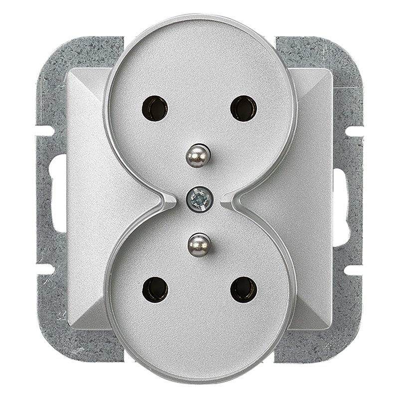 GNIAZDO PODWÓJNE P/T 2X2P+Z PEARL, 16A, 250V, PT-6 P, SREBRNY ORNO GNIAZDO PODWÓJNE P/T 2X2P+Z PEARL, 16A, 250V, PT-6 P, SREBRNY ORNO