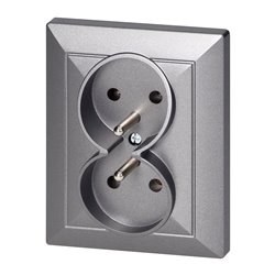 GNIAZDO PODWÓJNE P/T 2X2P+Z PEARL, 16A, 250V, PT-6 P, ANTRACYT ORNO GNIAZDO PODWÓJNE P/T 2X2P+Z PEARL, 16A, 250V, PT-6 P, ANTRACYT ORNO