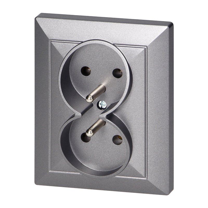 GNIAZDO PODWÓJNE P/T 2X2P+Z PEARL, 16A, 250V, PT-6 P, ANTRACYT ORNO GNIAZDO PODWÓJNE P/T 2X2P+Z PEARL, 16A, 250V, PT-6 P, ANTRACYT ORNO