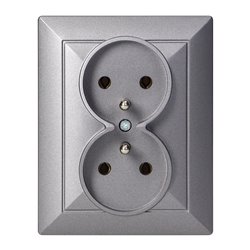 GNIAZDO PODWÓJNE P/T 2X2P+Z PEARL, 16A, 250V, PT-6 P, ANTRACYT ORNO GNIAZDO PODWÓJNE P/T 2X2P+Z PEARL, 16A, 250V, PT-6 P, ANTRACYT ORNO