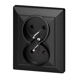 GNIAZDO PODWÓJNE P/T 2X2P+Z PEARL, 16A, 250V, PT-6 P, CZARNY ORNO GNIAZDO PODWÓJNE P/T 2X2P+Z PEARL, 16A, 250V, PT-6 P, CZARNY ORNO
