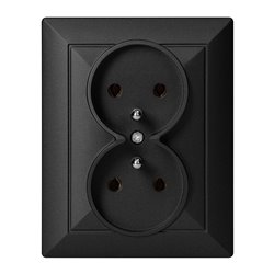 GNIAZDO PODWÓJNE P/T 2X2P+Z PEARL, 16A, 250V, PT-6 P, CZARNY ORNO GNIAZDO PODWÓJNE P/T 2X2P+Z PEARL, 16A, 250V, PT-6 P, CZARNY ORNO