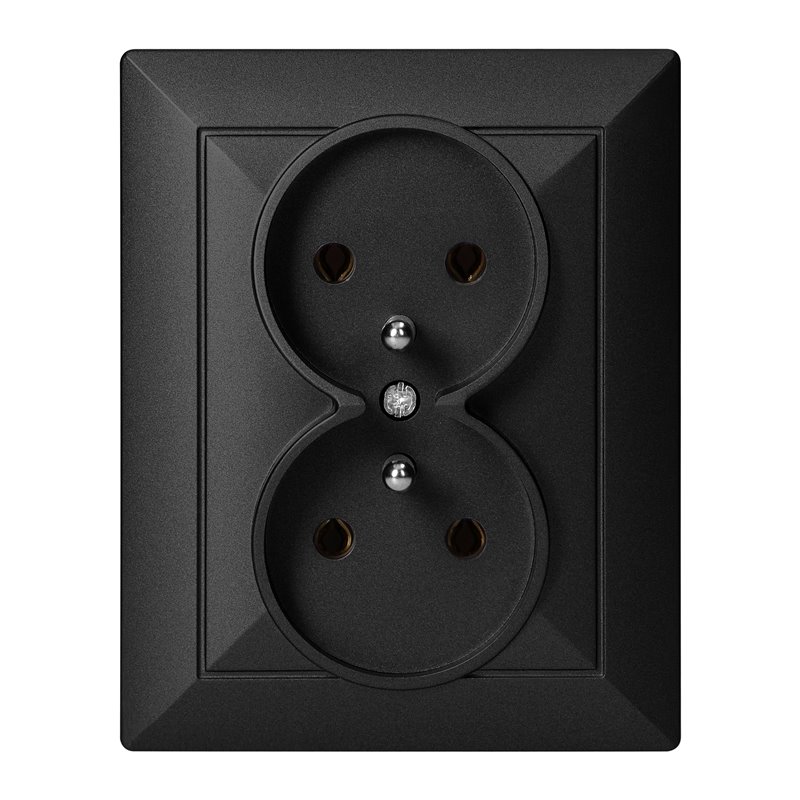 GNIAZDO PODWÓJNE P/T 2X2P+Z PEARL, 16A, 250V, PT-6 P, CZARNY ORNO GNIAZDO PODWÓJNE P/T 2X2P+Z PEARL, 16A, 250V, PT-6 P, CZARNY ORNO