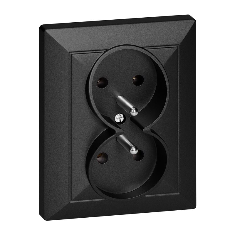 GNIAZDO PODWÓJNE P/T 2X2P+Z PEARL, 16A, 250V, PT-6 P, CZARNY ORNO GNIAZDO PODWÓJNE P/T 2X2P+Z PEARL, 16A, 250V, PT-6 P, CZARNY ORNO