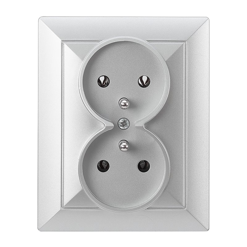 GNIAZDO PODWÓJNE P/T 2X2P+Z PEARL, 16A, 250V, PT-6 P, SREBRNY ORNO GNIAZDO PODWÓJNE P/T 2X2P+Z PEARL, 16A, 250V, PT-6 P, SREBRNY ORNO