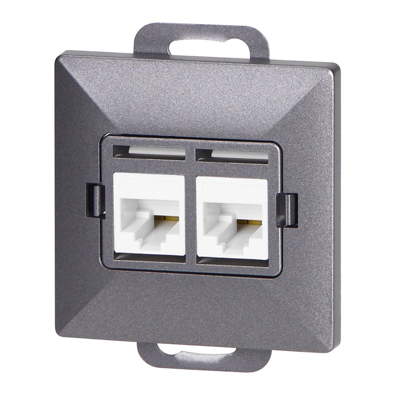 GNIAZDO 2XRJ45 CAT5 PEARL, RJ45-5CAT/P2, ANTRACYT ORNO GNIAZDO 2XRJ45 CAT5 PEARL, RJ45-5CAT/P2, ANTRACYT ORNO