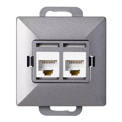 GNIAZDO 2XRJ45 CAT5 PEARL, RJ45-5CAT/P2, ANTRACYT ORNO GNIAZDO 2XRJ45 CAT5 PEARL, RJ45-5CAT/P2, ANTRACYT ORNO