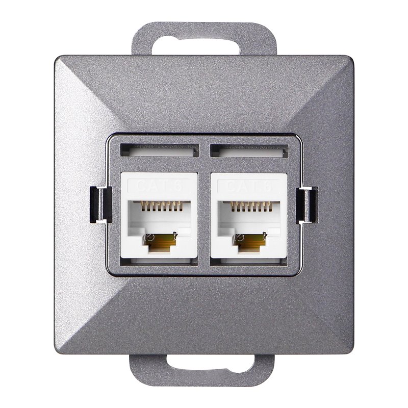 GNIAZDO 2XRJ45 CAT5 PEARL, RJ45-5CAT/P2, ANTRACYT ORNO GNIAZDO 2XRJ45 CAT5 PEARL, RJ45-5CAT/P2, ANTRACYT ORNO