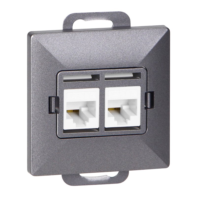 GNIAZDO 2XRJ45 CAT5 PEARL, RJ45-5CAT/P2, ANTRACYT ORNO GNIAZDO 2XRJ45 CAT5 PEARL, RJ45-5CAT/P2, ANTRACYT ORNO