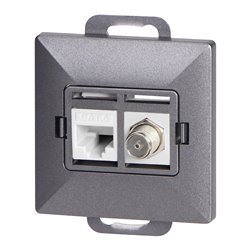 GNIAZDO POJED. TYPU F + GNIAZDO 1XRJ45 CAT6 PEARL, TV/F+RJ45/P, ANTRACYT ORNO GNIAZDO POJED. TYPU F + GNIAZDO 1XRJ45 CAT6 PEARL, TV/F+RJ45/P, ANTRACYT ORNO