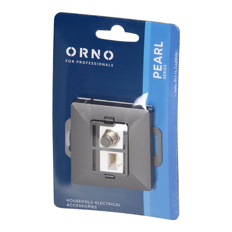 GNIAZDO POJED. TYPU F + GNIAZDO 1XRJ45 CAT6 PEARL, TV/F+RJ45/P, ANTRACYT ORNO GNIAZDO POJED. TYPU F + GNIAZDO 1XRJ45 CAT6 PEARL, TV/F+RJ45/P, ANTRACYT ORNO