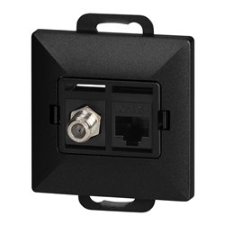 GNIAZDO POJED. TYPU F + GNIAZDO 1XRJ45 CAT6 PEARL, TV/F+RJ45/P, CZARNY ORNO GNIAZDO POJED. TYPU F + GNIAZDO 1XRJ45 CAT6 PEARL, TV/F+RJ45/P, CZARNY ORNO
