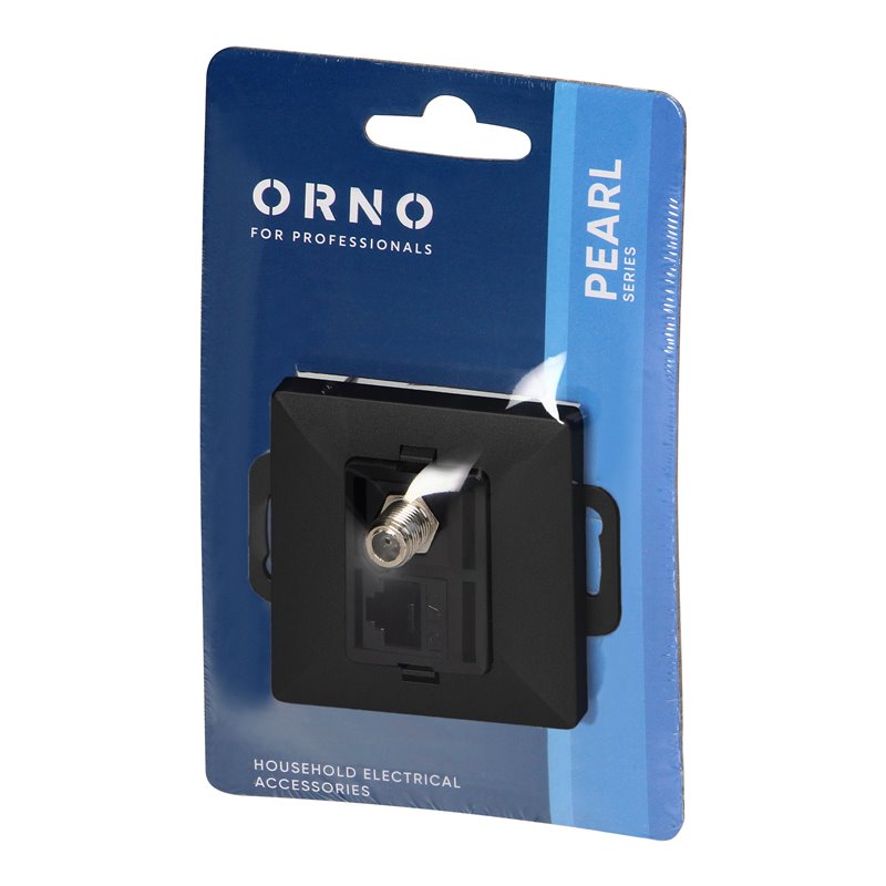 GNIAZDO POJED. TYPU F + GNIAZDO 1XRJ45 CAT6 PEARL, TV/F+RJ45/P, CZARNY ORNO GNIAZDO POJED. TYPU F + GNIAZDO 1XRJ45 CAT6 PEARL, TV/F+RJ45/P, CZARNY ORNO