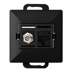 GNIAZDO POJED. TYPU F + GNIAZDO 1XRJ45 CAT6 PEARL, TV/F+RJ45/P, CZARNY ORNO GNIAZDO POJED. TYPU F + GNIAZDO 1XRJ45 CAT6 PEARL, TV/F+RJ45/P, CZARNY ORNO