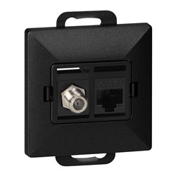 GNIAZDO POJED. TYPU F + GNIAZDO 1XRJ45 CAT6 PEARL, TV/F+RJ45/P, CZARNY ORNO GNIAZDO POJED. TYPU F + GNIAZDO 1XRJ45 CAT6 PEARL, TV/F+RJ45/P, CZARNY ORNO