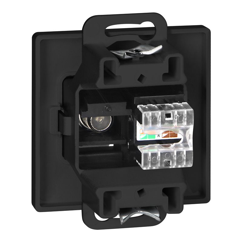 GNIAZDO POJED. TYPU F + GNIAZDO 1XRJ45 CAT6 PEARL, TV/F+RJ45/P, CZARNY ORNO GNIAZDO POJED. TYPU F + GNIAZDO 1XRJ45 CAT6 PEARL, TV/F+RJ45/P, CZARNY ORNO