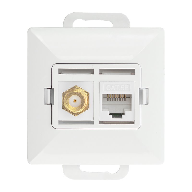 GNIAZDO POJED. TYPU F + GNIAZDO 1XRJ45 CAT6 PEARL, TV/F+RJ45/P, BIAŁY ORNO GNIAZDO POJED. TYPU F + GNIAZDO 1XRJ45 CAT6 PEARL, TV/F+RJ45/P, BIAŁY ORNO
