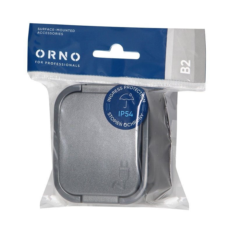 GNIAZDO POJEDYNCZE N/T 2P+Z, SCHUKO, BRYZGOSZCZELNE Z KLAPKĄ B2, IP54, NT-17B2, SZARY ORNO GNIAZDO POJEDYNCZE N/T 2P+Z, SCHUKO, BRYZGOSZCZELNE Z KLAPKĄ B2, IP54, NT-17B2, SZARY ORNO