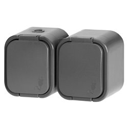 GNIAZDO PODWÓJNE N/T 2P+Z, SCHUKO, BRYZGOSZCZELNE Z KLAPKĄ B2, IP54, NT-7B2, SZARY ORNO GNIAZDO PODWÓJNE N/T 2P+Z, SCHUKO, BRYZGOSZCZELNE Z KLAPKĄ B2, IP54, NT-7B2, SZARY ORNO