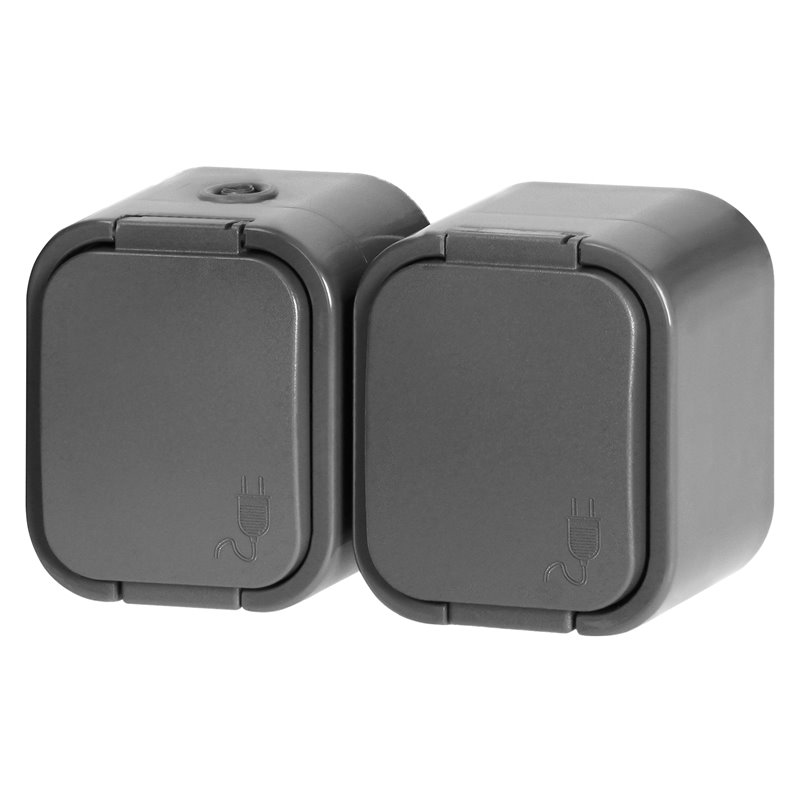 GNIAZDO PODWÓJNE N/T 2P+Z, SCHUKO, BRYZGOSZCZELNE Z KLAPKĄ B2, IP54, NT-7B2, SZARY ORNO GNIAZDO PODWÓJNE N/T 2P+Z, SCHUKO, BRYZGOSZCZELNE Z KLAPKĄ B2, IP54, NT-7B2, SZARY ORNO