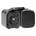 GNIAZDO PODWÓJNE N/T 2P+Z, SCHUKO, BRYZGOSZCZELNE Z KLAPKĄ B2, IP54, NT-7B2, SZARY/CZARNY ORNO GNIAZDO PODWÓJNE N/T 2P+Z, SCHUKO, BRYZGOSZCZELNE Z KLAPKĄ B2, IP54, NT-7B2, SZARY/CZARNY ORNO