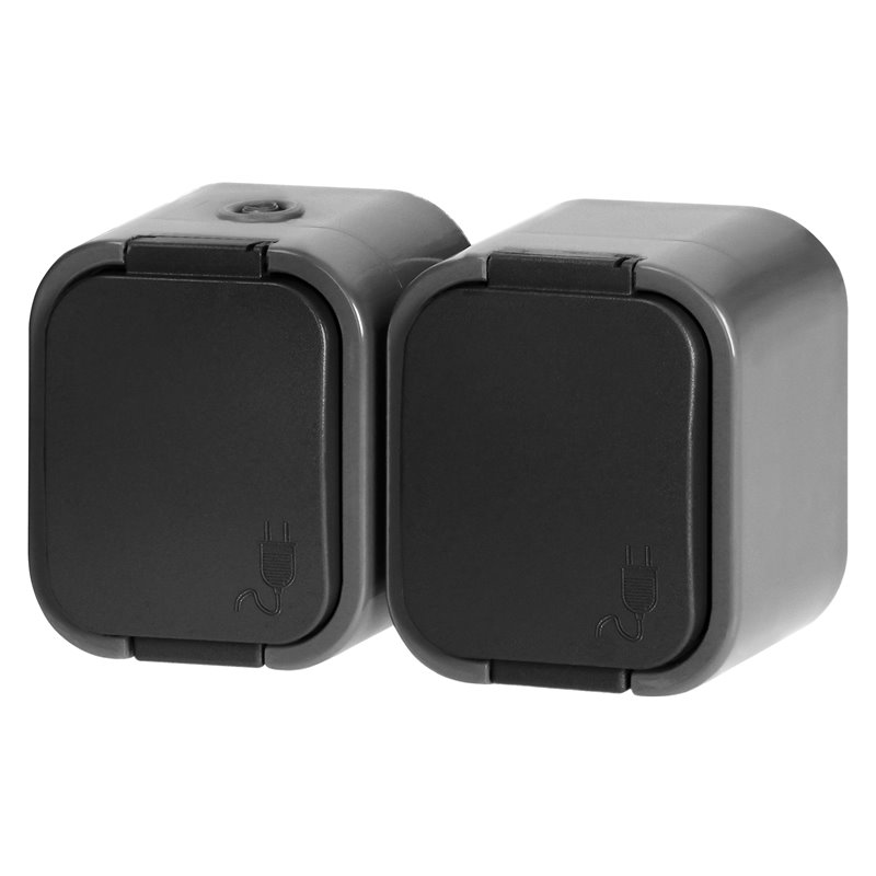 GNIAZDO PODWÓJNE N/T 2P+Z, SCHUKO, BRYZGOSZCZELNE Z KLAPKĄ B2, IP54, NT-7B2, SZARY/CZARNY ORNO GNIAZDO PODWÓJNE N/T 2P+Z, SCHUKO, BRYZGOSZCZELNE Z KLAPKĄ B2, IP54, NT-7B2, SZARY/CZARNY ORNO