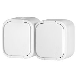 GNIAZDO PODWÓJNE N/T 2P+Z, SCHUKO, BRYZGOSZCZELNE Z KLAPKĄ B2, IP54, NT-7B2, BIAŁY ORNO GNIAZDO PODWÓJNE N/T 2P+Z, SCHUKO, BRYZGOSZCZELNE Z KLAPKĄ B2, IP54, NT-7B2, BIAŁY ORNO