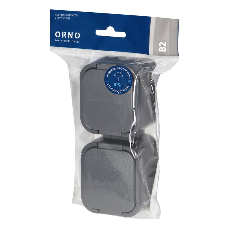 GNIAZDO PODWÓJNE N/T 2X2P+Z, BRYZGOSZCZELNE Z KLAPKĄ, PIONOWE B2, IP54, NT-6B2/P, SZARY ORNO GNIAZDO PODWÓJNE N/T 2X2P+Z, BRYZGOSZCZELNE Z KLAPKĄ, PIONOWE B2, IP54, NT-6B2/P, SZARY ORNO