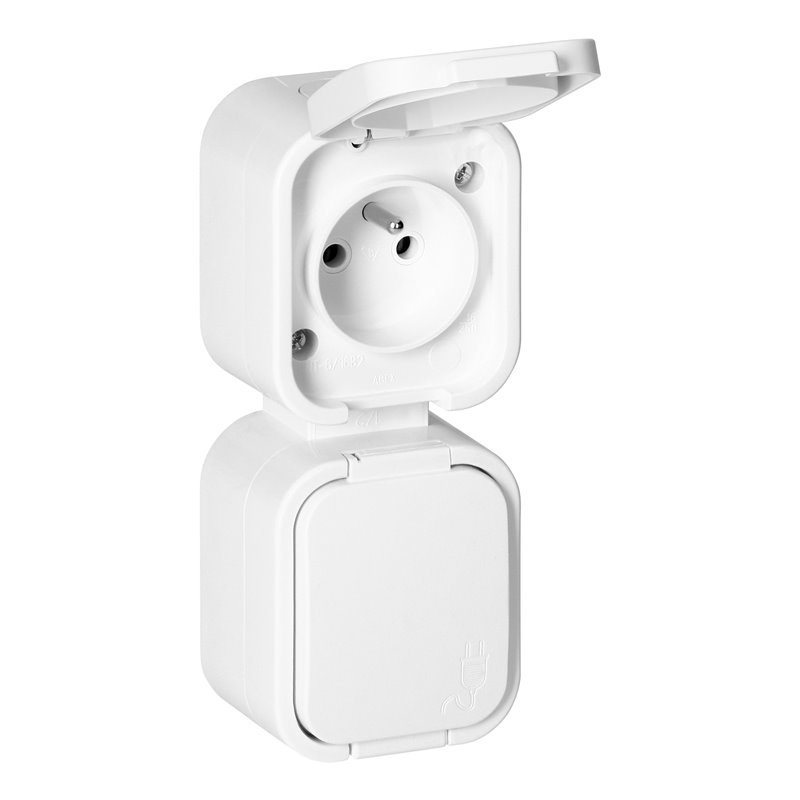 GNIAZDO PODWÓJNE N/T 2X2P+Z, BRYZGOSZCZELNE Z KLAPKĄ, PIONOWE B2, IP54, NT-6B2/P, BIAŁY ORNO GNIAZDO PODWÓJNE N/T 2X2P+Z, BRYZGOSZCZELNE Z KLAPKĄ, PIONOWE B2, IP54, NT-6B2/P, BIAŁY ORNO