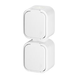 GNIAZDO PODWÓJNE N/T 2X2P+Z, BRYZGOSZCZELNE Z KLAPKĄ, PIONOWE B2, IP54, NT-6B2/P, BIAŁY ORNO GNIAZDO PODWÓJNE N/T 2X2P+Z, BRYZGOSZCZELNE Z KLAPKĄ, PIONOWE B2, IP54, NT-6B2/P, BIAŁY ORNO