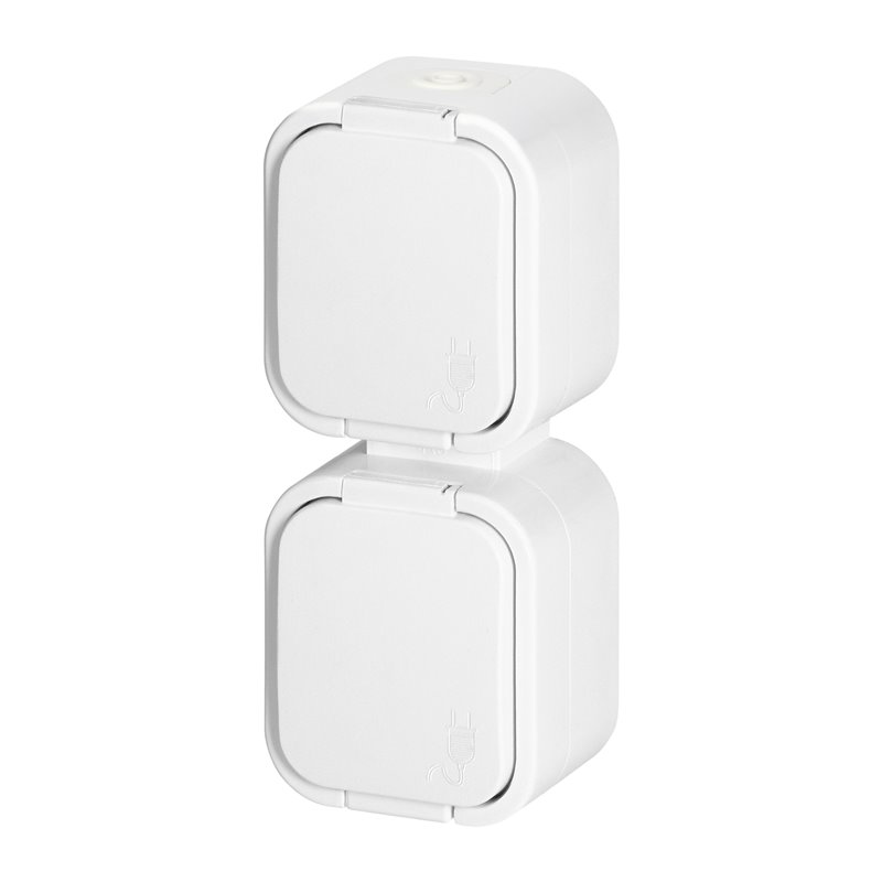 GNIAZDO PODWÓJNE N/T 2X2P+Z, BRYZGOSZCZELNE Z KLAPKĄ, PIONOWE B2, IP54, NT-6B2/P, BIAŁY ORNO GNIAZDO PODWÓJNE N/T 2X2P+Z, BRYZGOSZCZELNE Z KLAPKĄ, PIONOWE B2, IP54, NT-6B2/P, BIAŁY ORNO