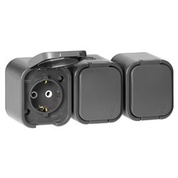 GNIAZDO POTRÓJNE N/T 3X2P+Z, SCHUKO, BRYZGOSZCZELNE Z KLAPKĄ B2, IP54, NT-317 B2, SZARY ORNO GNIAZDO POTRÓJNE N/T 3X2P+Z, SCHUKO, BRYZGOSZCZELNE Z KLAPKĄ B2, IP54, NT-317 B2, SZARY ORNO