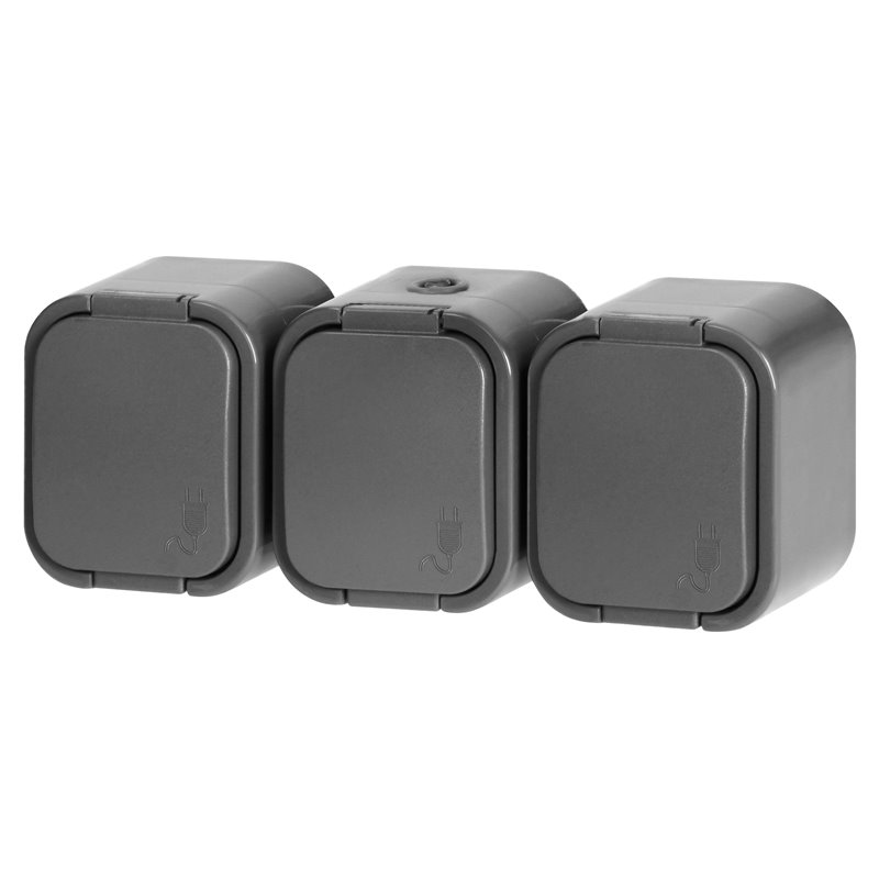 GNIAZDO POTRÓJNE N/T 3X2P+Z, SCHUKO, BRYZGOSZCZELNE Z KLAPKĄ B2, IP54, NT-317 B2, SZARY ORNO GNIAZDO POTRÓJNE N/T 3X2P+Z, SCHUKO, BRYZGOSZCZELNE Z KLAPKĄ B2, IP54, NT-317 B2, SZARY ORNO