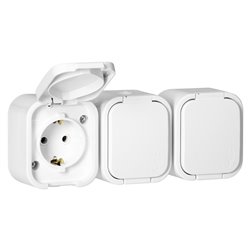 GNIAZDO POTRÓJNE N/T 3X2P+Z, SCHUKO, BRYZGOSZCZELNE Z KLAPKĄ B2, IP54, NT-317 B2, BIAŁY ORNO GNIAZDO POTRÓJNE N/T 3X2P+Z, SCHUKO, BRYZGOSZCZELNE Z KLAPKĄ B2, IP54, NT-317 B2, BIAŁY ORNO