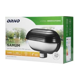 SAMUM, OPRAWA OGRODOWA Z CZUJNIKIEM RUCHU 180ST, 1X60W, E27, IP44, Z PRZESŁONĄ, PLASTIK, CZARNA ORNO SAMUM, OPRAWA OGRODOWA Z CZUJNIKIEM RUCHU 180ST, 1X60W, E27, IP44, Z PRZESŁONĄ, PLASTIK, CZARNA ORNO