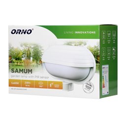 SAMUM, OPRAWA OGRODOWA Z CZUJNIKIEM RUCHU 180ST, 1X60W, E27, IP44, Z PRZESŁONĄ, PLASTIK, BIAŁA ORNO SAMUM, OPRAWA OGRODOWA Z CZUJNIKIEM RUCHU 180ST, 1X60W, E27, IP44, Z PRZESŁONĄ, PLASTIK, BIAŁA ORNO