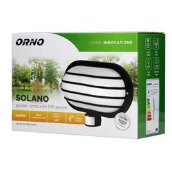 SOLANO, OPRAWA OGRODOWA Z CZUJNIKIEM RUCHU 180ST, 1X60W, E27, IP44, PLASTIK, CZARNA ORNO SOLANO, OPRAWA OGRODOWA Z CZUJNIKIEM RUCHU 180ST, 1X60W, E27, IP44, PLASTIK, CZARNA ORNO