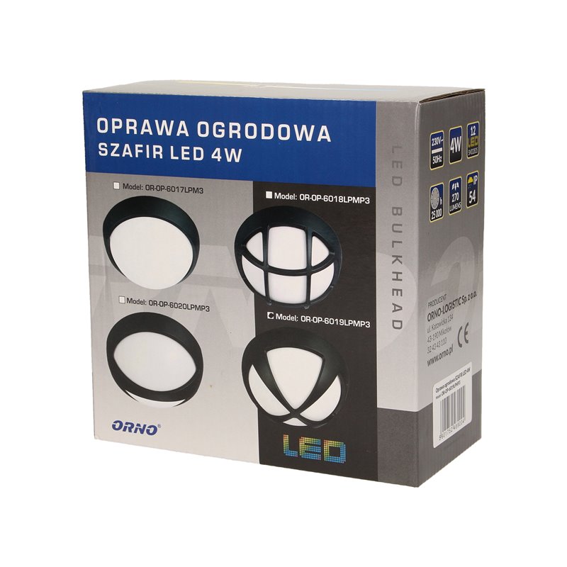SZAFIR LED 4W, OPRAWA OGRODOWA, 270LM, IP54, 3000K, KRZYŻYK ORNO SZAFIR LED 4W, OPRAWA OGRODOWA, 270LM, IP54, 3000K, KRZYŻYK ORNO