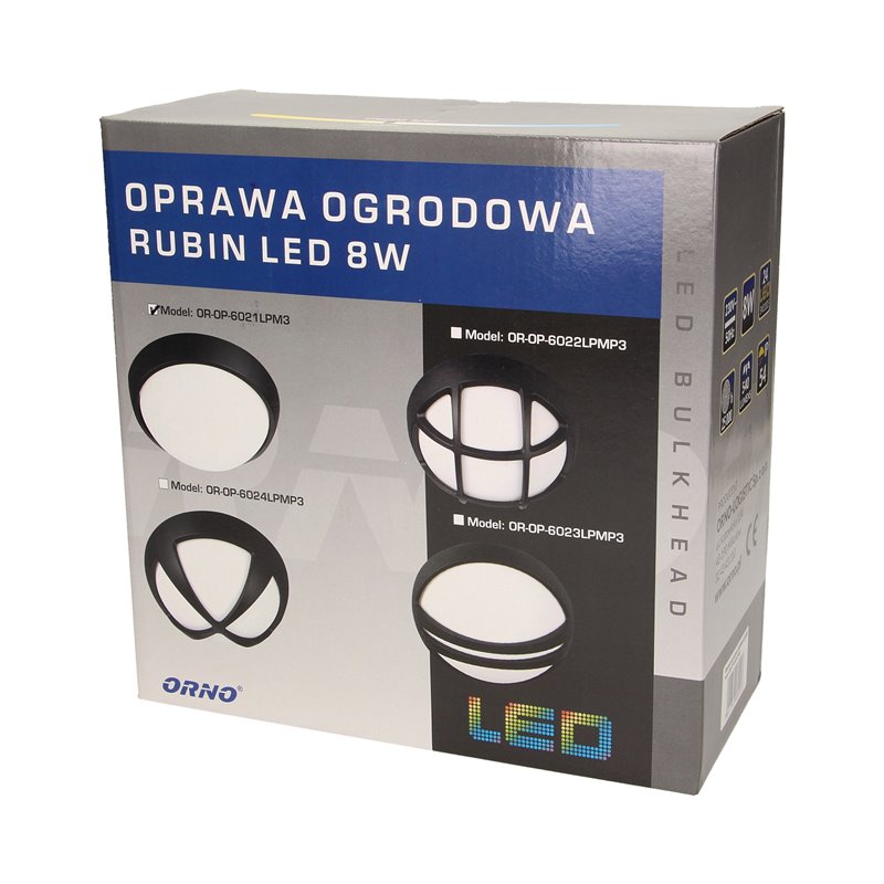 RUBIN LED 8W, OPRAWA OGRODOWA, 540LM, IP54, 3000K, GŁADKA ORNO RUBIN LED 8W, OPRAWA OGRODOWA, 540LM, IP54, 3000K, GŁADKA ORNO