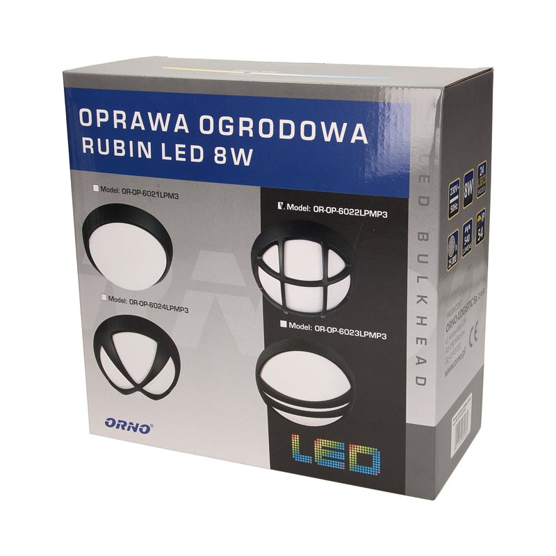 RUBIN LED 8W, OPRAWA OGRODOWA, 540LM, IP54, 3000K, KRATKA ORNO RUBIN LED 8W, OPRAWA OGRODOWA, 540LM, IP54, 3000K, KRATKA ORNO