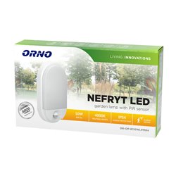 NEFRYT LED 10W, OPRAWA OGRODOWA Z CZUJNIKIEM RUCHU 140ST, 850LM, IP54, 4000K, BIAŁA ORNO NEFRYT LED 10W, OPRAWA OGRODOWA Z CZUJNIKIEM RUCHU 140ST, 850LM, IP54, 4000K, BIAŁA ORNO