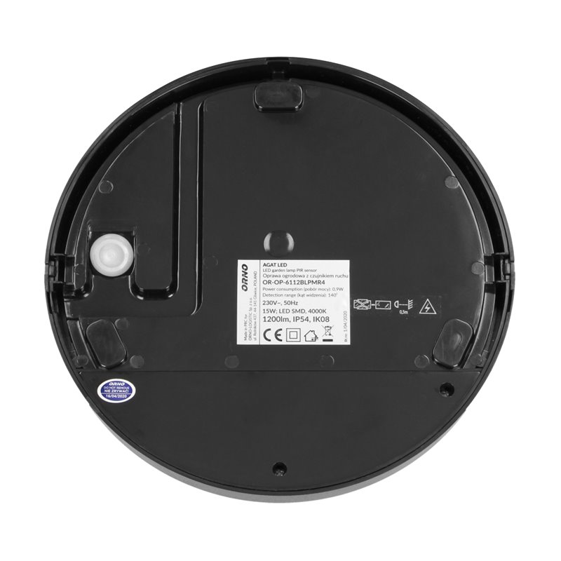 AGAT LED 15W, OPRAWA OGRODOWA Z CZUJNIKIEM RUCHU, 140ST, 1100LM, IP54, 4000K, CZARNA ORNO AGAT LED 15W, OPRAWA OGRODOWA Z CZUJNIKIEM RUCHU, 140ST, 1100LM, IP54, 4000K, CZARNA ORNO