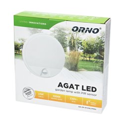 AGAT LED 15W, OPRAWA OGRODOWA Z CZUJNIKIEM RUCHU 140ST, 1100LM, IP54, 4000K, BIAŁA ORNO AGAT LED 15W, OPRAWA OGRODOWA Z CZUJNIKIEM RUCHU 140ST, 1100LM, IP54, 4000K, BIAŁA ORNO